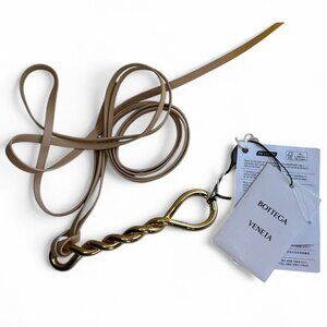 Bottega Veneta Beige Leather Twisted Buckle Double Strap Belt - One Size